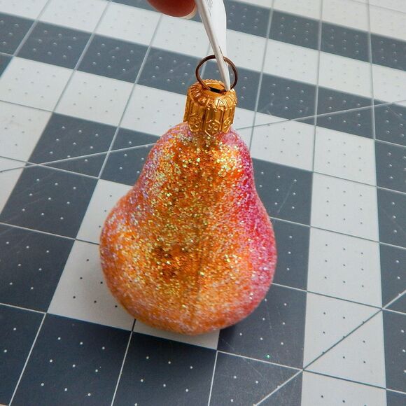 Christopher Radko Sugared Pear Christmas Tree Ornament Glass 1994 Fruit Glitter - Picture 8 of 9